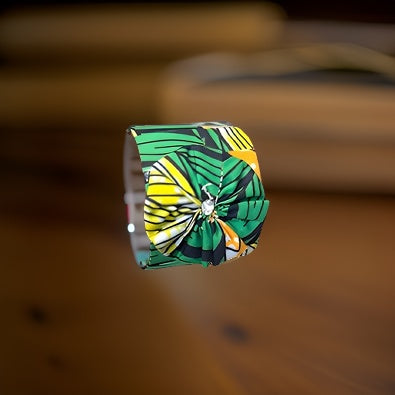 African Ankara Fabric Print Flower Cuff Bracelet - Premium Jewelry from MAGOS - Just $9.99! Shop this and more Jewelry now 