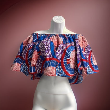 African Ankara Print Off Shoulder Crop Blouse - Premium African Apparel from MAGOS - Just $19.99! Shop this and more African Apparel now 