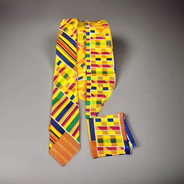 African Kente Print Style #1 - 3pc Necktie Set - Premium African Accessories from MAGOS - Just $22! Shop this and more African Accessories now 