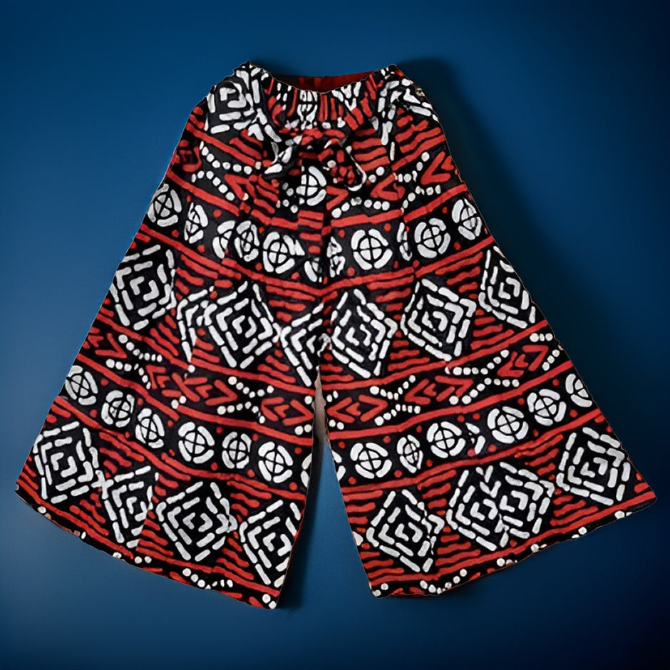 Magos African Apparel African Print Red Black White Palazzo Pants