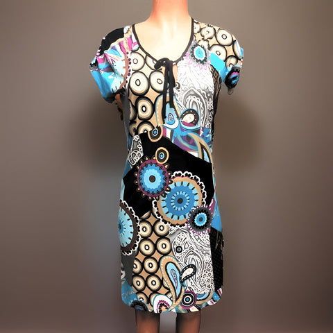 Aqua Multi Print Day Dress - Premium Other Fashions from MAGOS - Just $10! Shop this and more Other Fashions now 