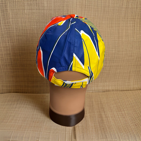 Blue/Yellow African Print Baseball Cap with Matching Mask - Premium African Accessories from MAGOS - Just $18! Shop this and more African Accessories now 