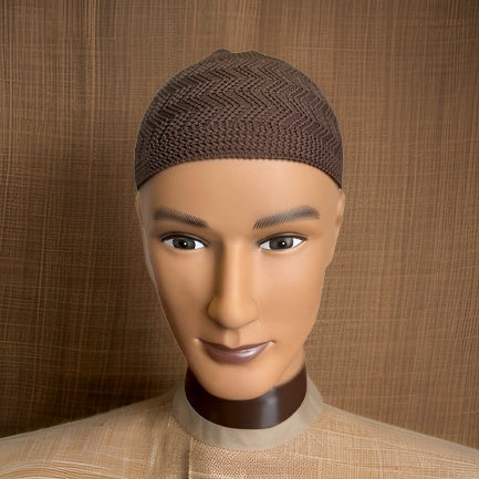 Elastic Knitted Solid Brown Kufi - Premium African Accessories from MAGOS - Just $10! Shop this and more African Accessories now 