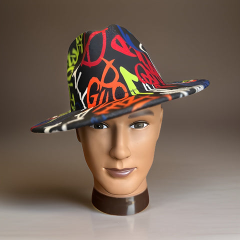 Graffiti Wide Brim Felt Fedora Panama Hat - Premium Other Accessories from MAGOS - Just $24! Shop this and more Other Accessories now 