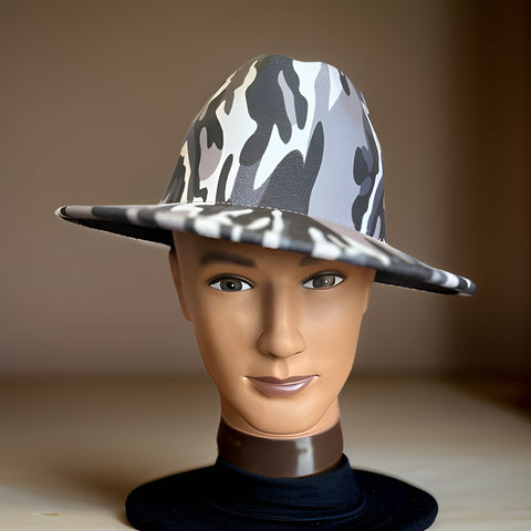 Grey Camouflage Wide Brim Felt Fedora Panama Hat - Premium Other Accessories from MAGOS - Just $24! Shop this and more Other Accessories now 