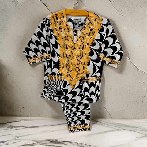 Little Boys 3pc African Black/White Dashiki Print Pant Set (Ages 2-4) - Premium African Apparel from MAGOS - Just $35! Shop this and more African Apparel now 