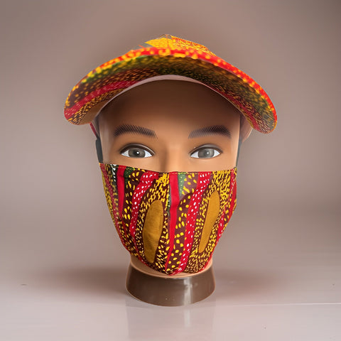 Multi African Print Baseball Cap with Matching Mask - Premium African Accessories from MAGOS - Just $18! Shop this and more African Accessories now 