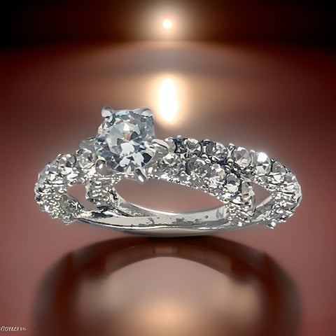 Women's Bridal Marriage Round Diamond Six-claw Inlaid Engagement Ring Set - Premium Fashion Jewelry from MAGOS - Just $40! Shop this and more Fashion Jewelry now 