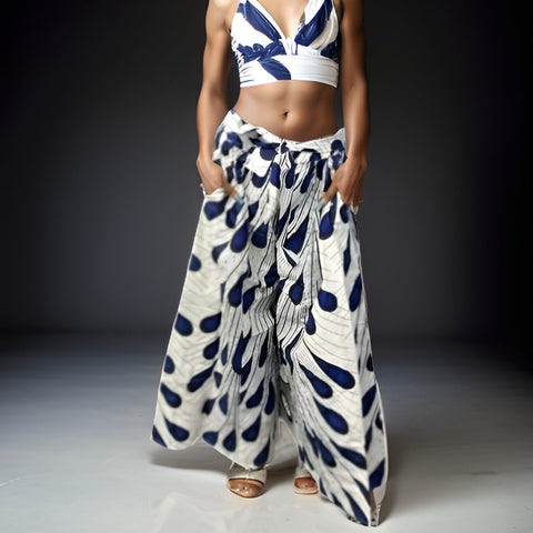 African Peacock Print Palazzo Pants - Premium African Apparel from MAGOS - Just $45! Shop this and more African Apparel now 