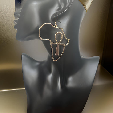 African Map Ankh Cross Pendant Earrings - Premium Jewelry from MAGOS - Just $13.99! Shop this and more Jewelry now 