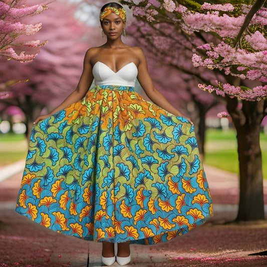 African Ankara Print Long Skirt