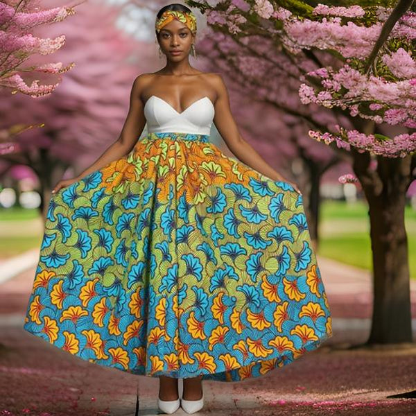 African Ankara Print Long Skirt