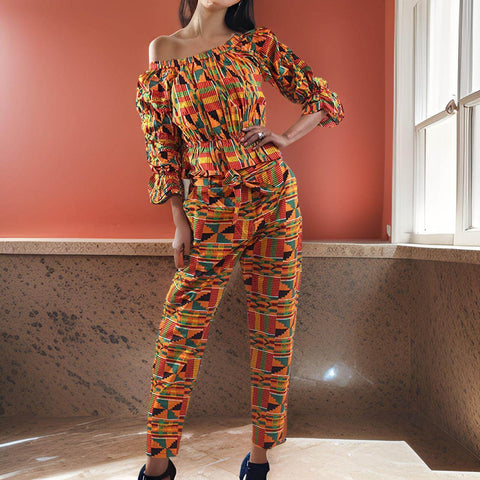 Women's Ankara Print Pants Set - Premium African Apparel from MAGOS - Just $60! Shop this and more African Apparel now 
