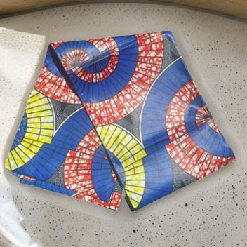 African Blue/Red Print Ankara Head Wrap