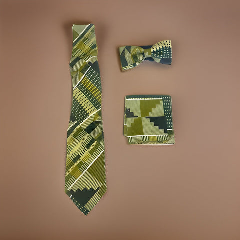 3pc African Kente Print Necktie and Hanky Set - Premium African Accessories from MAGOS - Just $22! Shop this and more African Accessories now 