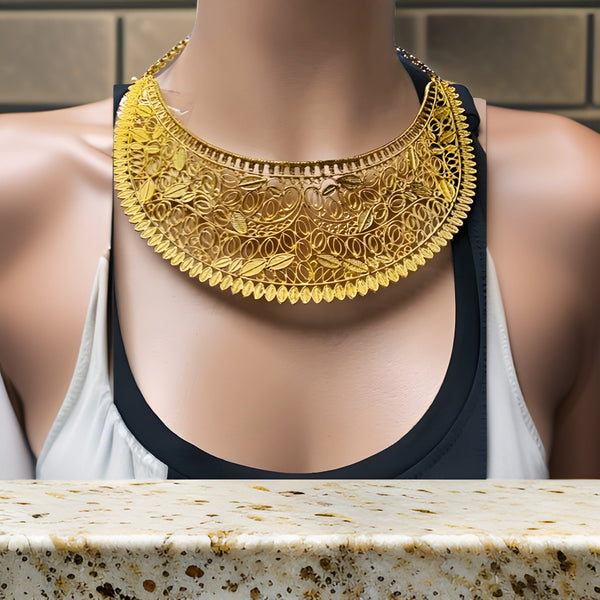 4pc African Gold Plated Fashion Necklace & Earring Set Style E - Premium Jewelry from MAGOS - Just $24.50! Shop this and more Jewelry now 