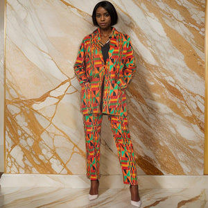 Women's Kente African Print Blazer and Pants Set