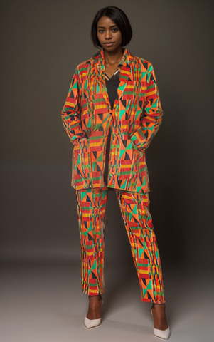Women's Kente African Print Blazer and Pants Set