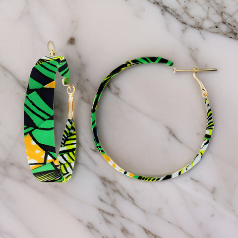 African Ankara Fabric Print Hoop Earrings - Premium Jewelry from MAGOS - Just $6! Shop this and more Jewelry now 