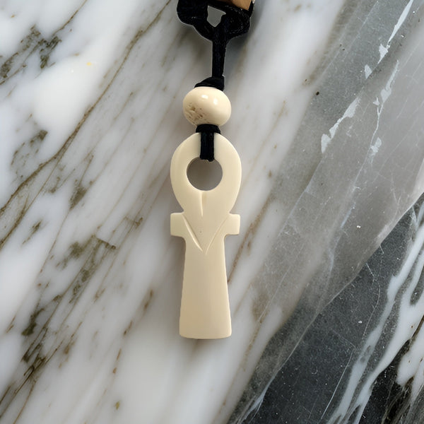 African Ankh Symbol Unisex Bone Necklace - Premium Jewelry from MAGOS - Just $5.99! Shop this and more Jewelry now 