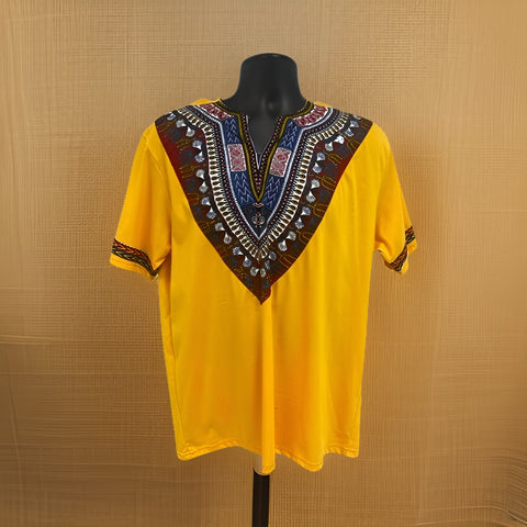 African Handmade Unisex Dashiki Polo -Yellow (XL) - Premium African Apparel from MAGOS - Just $18! Shop this and more African Apparel now 