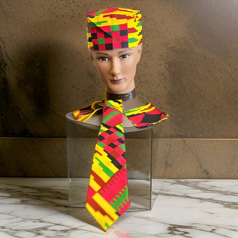 African Kente Print Multi Pink 3pc Necktie Set - Premium African Accessories from MAGOS - Just $22! Shop this and more African Accessories now 