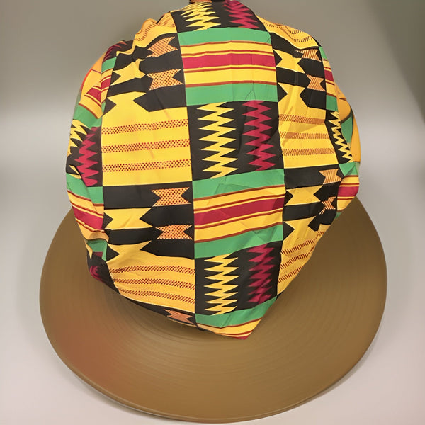 African Kente Print Satin Hair Bonnet w/Headband - Premium African Accessories from MAGOS - Just $15! Shop this and more African Accessories now 
