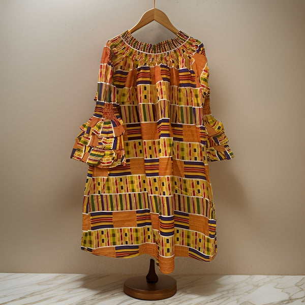 Ankara African Print Off Shoulder Dress - Premium African Apparel from MAGOS - Just $45! Shop this and more African Apparel now 