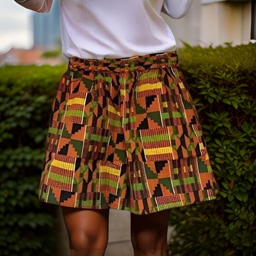 African Kente Print Style1 Duster & Shorts Set