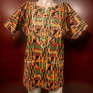 African Orange Kente Embroidered Dashiki Top (Medium) - Premium African Apparel from MAGOS - Just $30! Shop this and more African Apparel now 