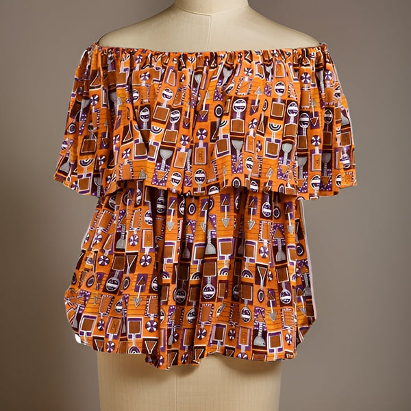 African Print Off Shoulder Blouse - Premium African Apparel from MAGOS - Just $18! Shop this and more African Apparel now 