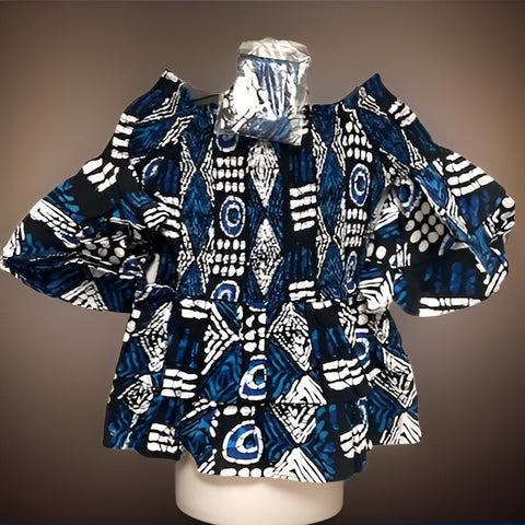 African Print Off Shoulder Smocked Peplum Blouse - Premium African Apparel from MAGOS - Just $35! Shop this and more African Apparel now 