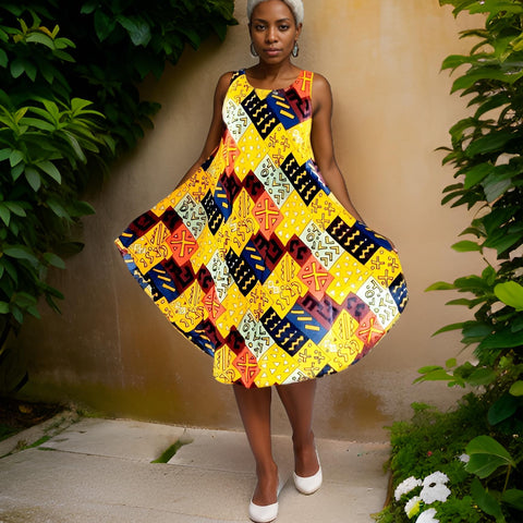 African Print Umbrella Dress