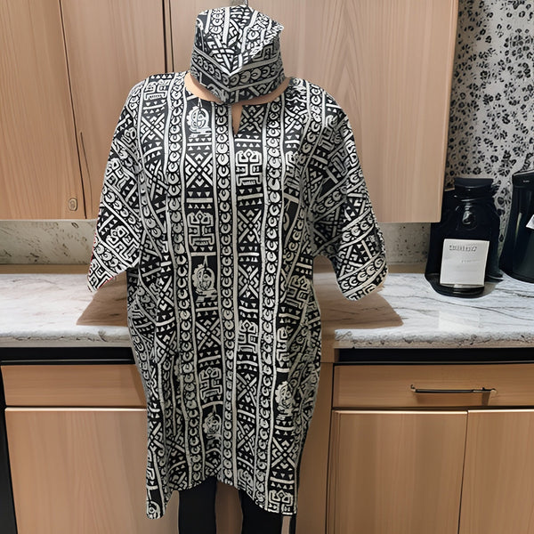 African Tribal Print Dashiki with Kufi Hat - Premium African Apparel from MAGOS - Just $22! Shop this and more African Apparel now 