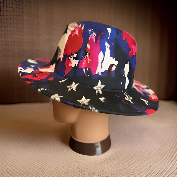 American Flag Design Wide Brim Felt Fedora Panama Hat - Premium Other Accessories from MAGOS - Just $24! Shop this and more Other Accessories now 
