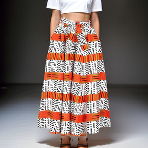 Ankara African White Kente Print Wide Leg Palazzo Pants - Premium African Apparel from MAGOS - Just $45! Shop this and more African Apparel now 