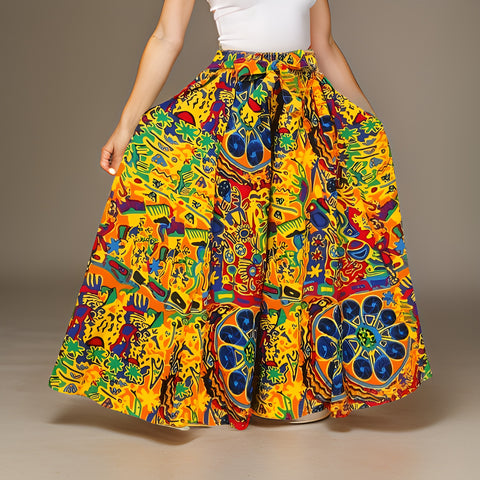 Ankara African Yellow-Multi-Print Wide Leg Palazzo Pants - Premium African Apparel from MAGOS - Just $50! Shop this and more African Apparel now 