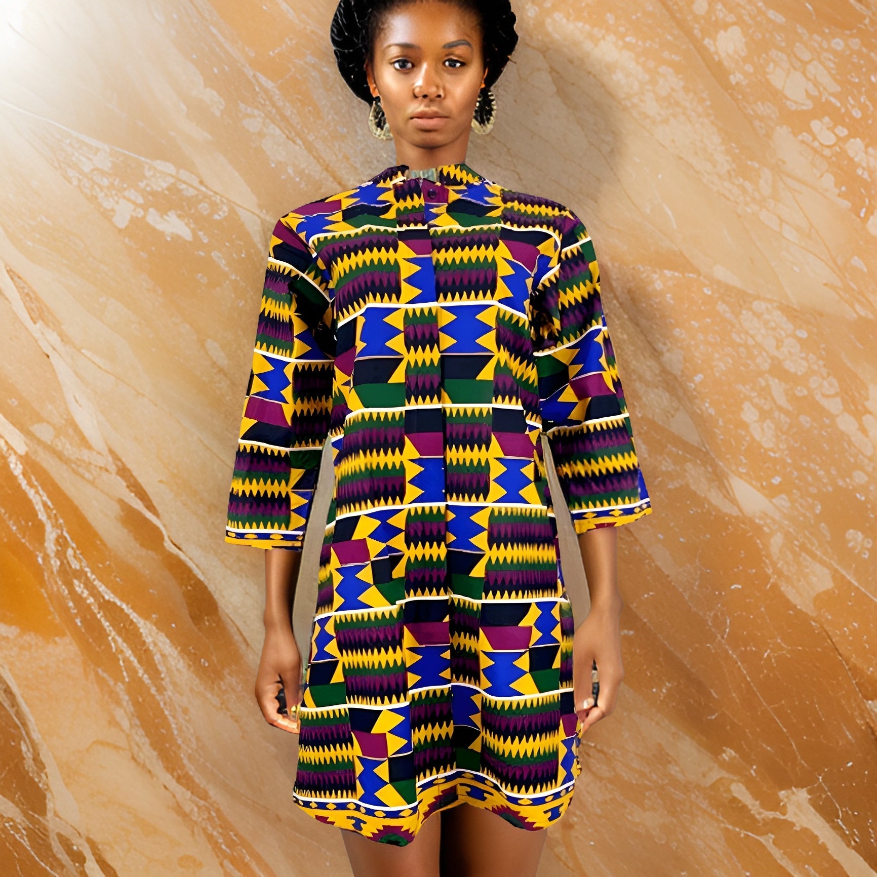 Authentic African Bold Print Kente Dress - Premium African Apparel from MAGOS - Just $35! Shop this and more African Apparel now 