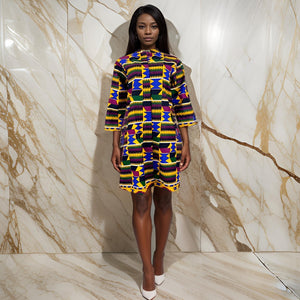 Authentic African Bold Print Kente Dress