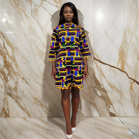 Authentic African Bold Print Kente Dress