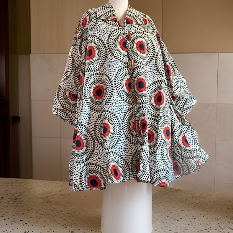 Authentic African Patch Print Big Button Short Tunic Dress - Premium African Apparel from MAGOS - Just $55! Shop this and more African Apparel now 