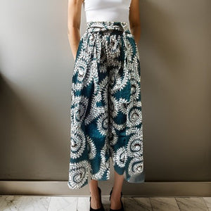 Authentic African Teal/White Print Cape Pants - Premium African Apparel from MAGOS - Just $45! Shop this and more African Apparel now 