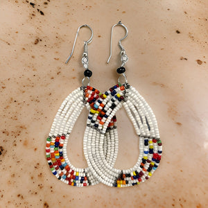 Authentic Maasai White Beaded Earrings - Premium Jewelry from MAGOS - Just $6.50! Shop this and more Jewelry now 