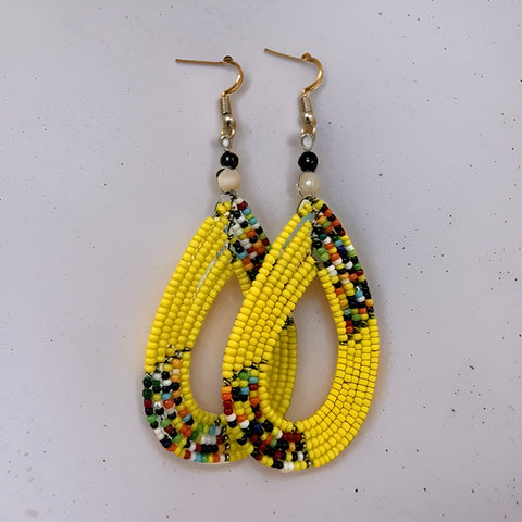 Authentic Maasai Yellow Beaded Earrings - Premium Jewelry from MAGOS - Just $6.50! Shop this and more Jewelry now 