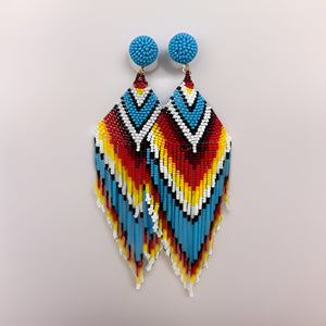 Beaded 2-tier Tapered Triangular Tassel Long Drop Earrings - Premium Jewelry from MAGOS - Just $14! Shop this and more Jewelry now 