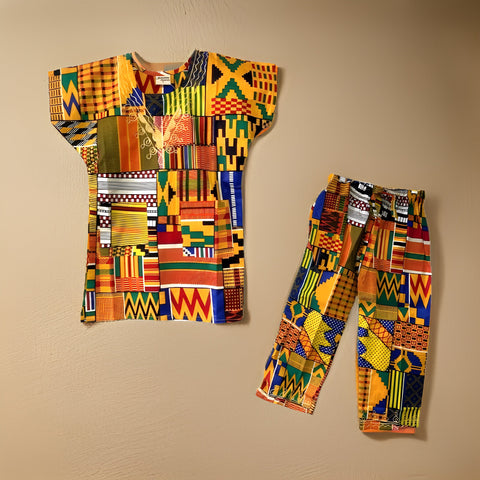 Boys Kente Patch Print Children Pants Set - Premium African Apparel from O.O.A. Tradings Distribution  - Just $35! Shop this and more African Apparel now 