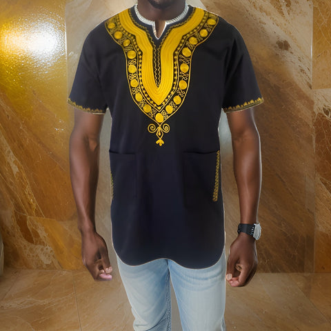 Black Gold Embroidered Dashiki Shirt - Premium African Apparel from MAGOS - Just $35! Shop this and more African Apparel now 