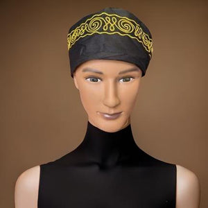 Black Gold Trim Embroidered Kufi Hat