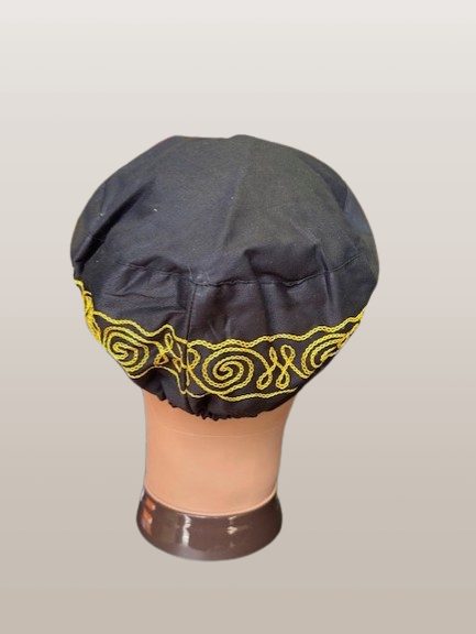 Black Gold Trim Embroidered Kufi Hat - Premium  from MAGOS - Just $16! Shop this and more  now 