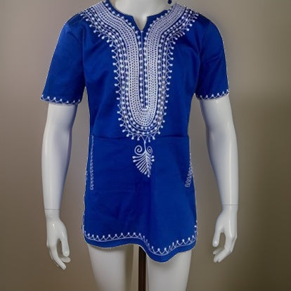 Blue & White Embroidered Dashiki Shirt - Premium African Apparel from MAGOS - Just $35! Shop this and more African Apparel now 